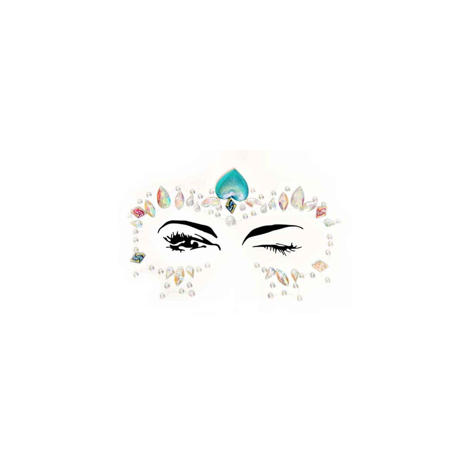 Ariel Adhesive Face Jewels Sticker - 6 Pack