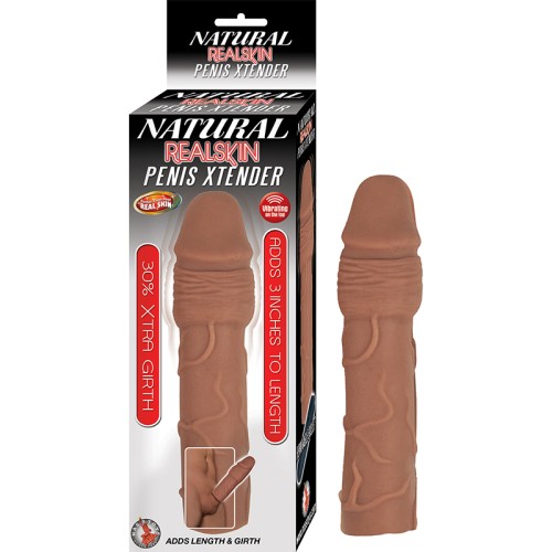 Natural Realskin Penis Xtender Vibrating Bullet Waterproof Brown