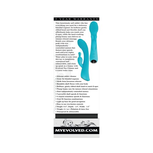 Evolved Aqua Bunny Silicone Rabbit Vibrator Teal