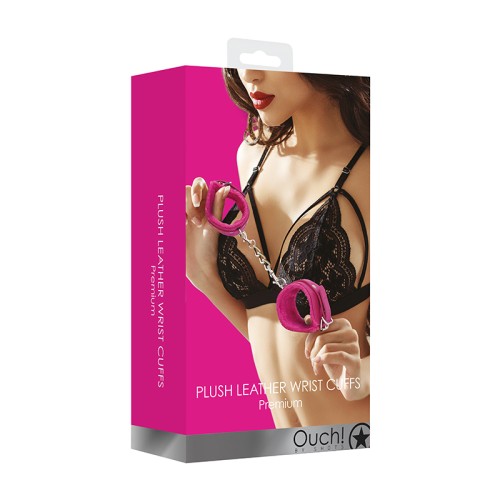 Ouch! Muñequeras Ajustables de Cuero Premium Rosa