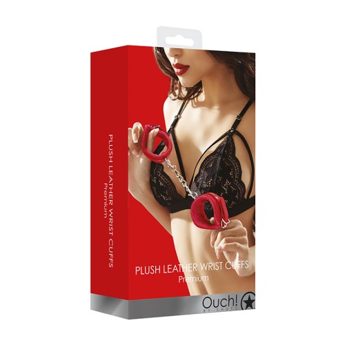 Muñequeras Ajustables de Cuero Suave de Ouch! para Juegos de Bondage