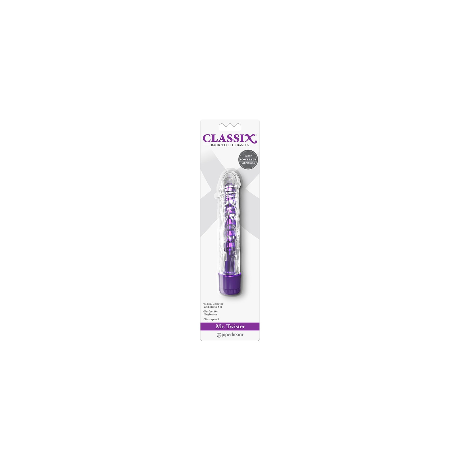 Pipedream Classix Mr. Twister Vibrator and Sleeve - Purple Ecstasy