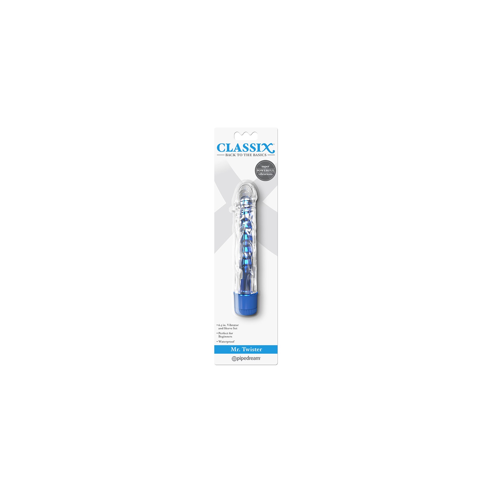 Pipedream Classix Mr. Twister 6.5 in. Vibrator and Sleeve Set Blue