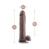 Au Naturel Big John Dildo Doble Densidad de 11.5 in. Posable con Testículos Marrón