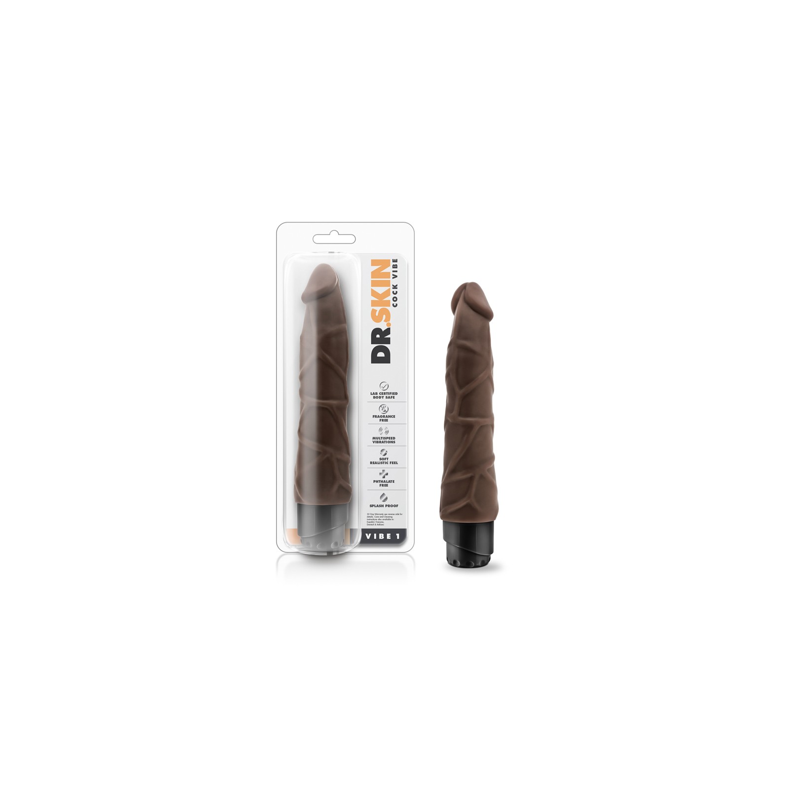 Dr. Skin Realistic Vibrating Dildo 9in Brown