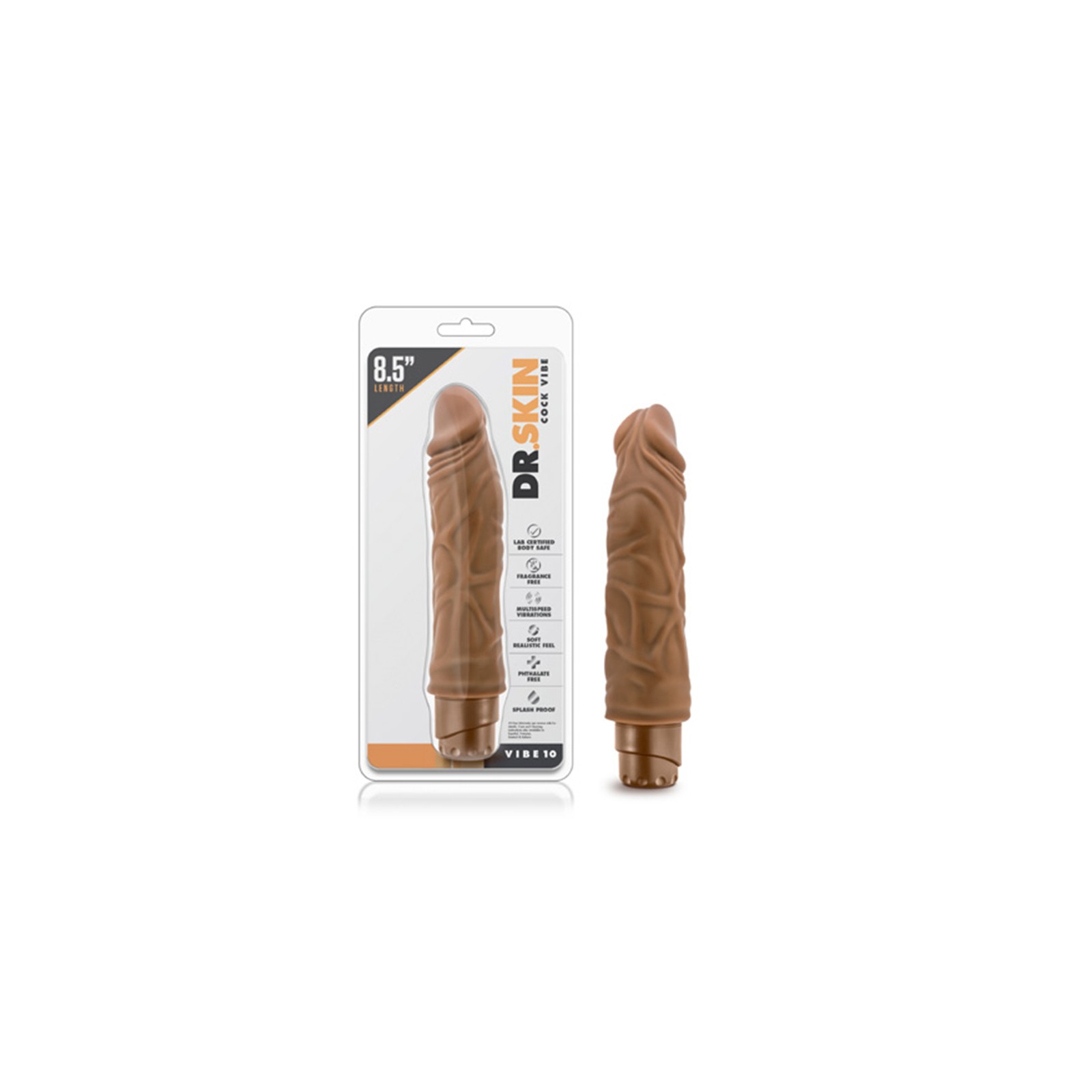 Dr. Skin Vibe 10 Dildo Vibrador Realista - 8.5 in. Tan