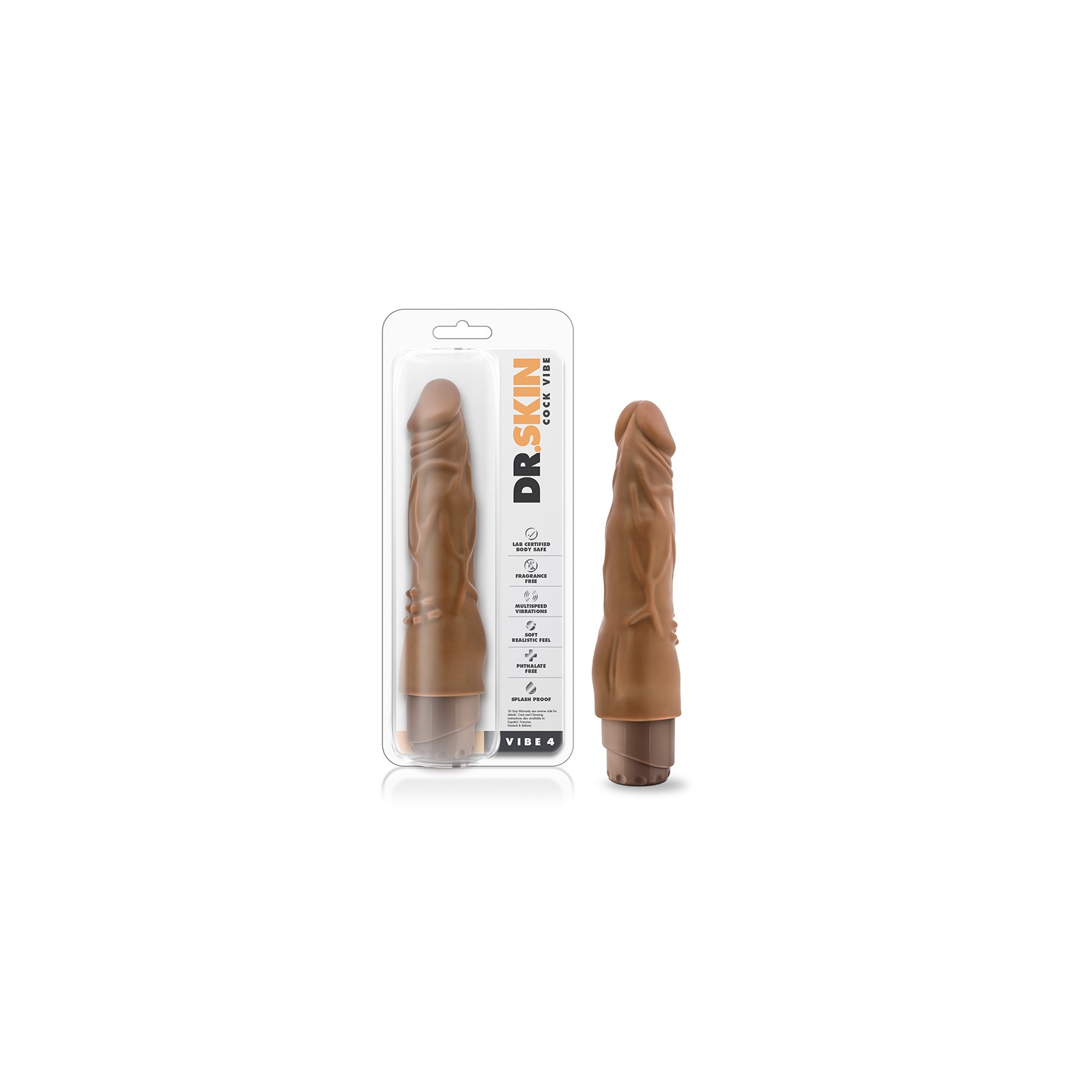 Dr. Skin Vibe 4 Realistic 8 in. Vibrating Dildo Tan