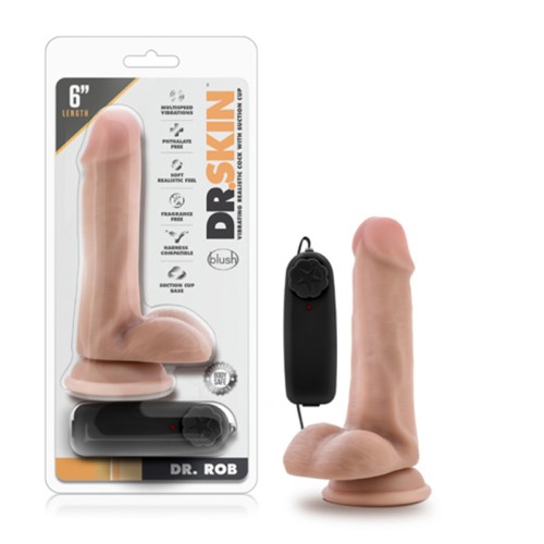 Dr. Skin Dr. Rob Dildo Vibrante de 6 in. con Testículos Beige