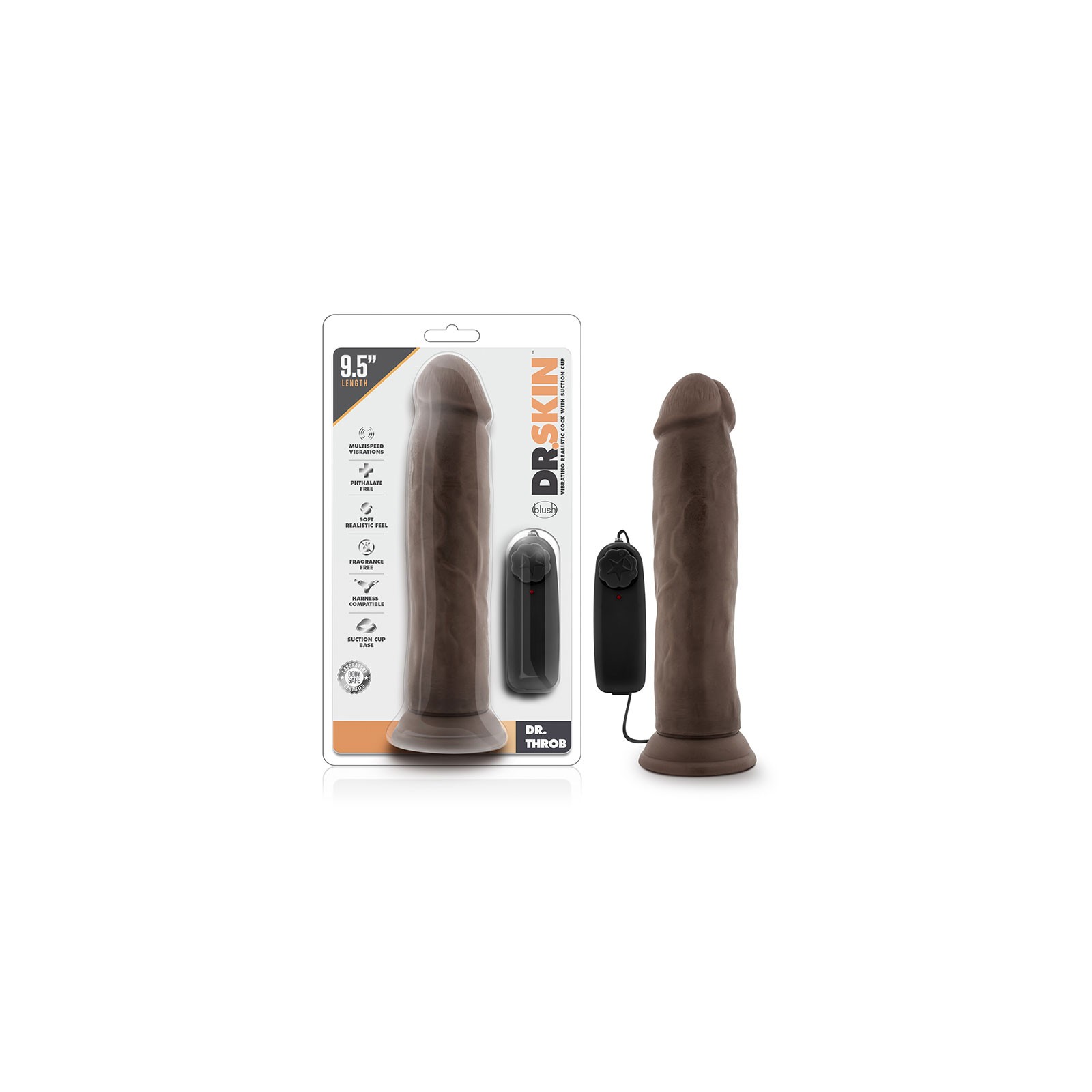 Dr. Skin Dr. Throb Dildo Vibrador Realista Marrón