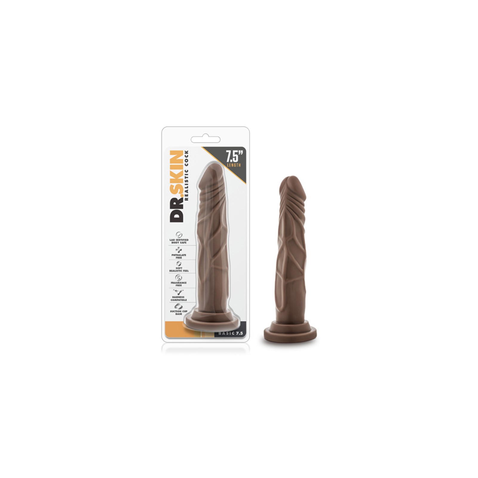 Dr. Skin 7.5 in. Realistic Dildo Brown for Pleasure