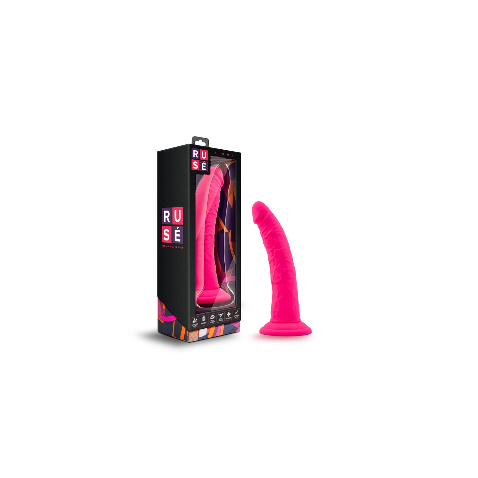 Ruse Jimmy Dildo Silicona Realista 7.5 Pulgadas Rosa Caliente