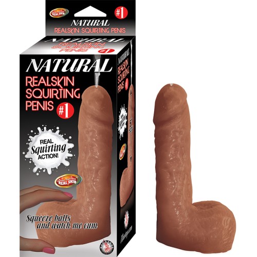 Pene Squirting Realskin Natural #1 Marrón - Experiencia Realista