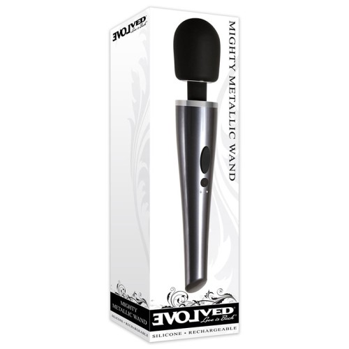 Evolved Mighty Metallic Wand Rechargeable Silicone Wand Vibrator