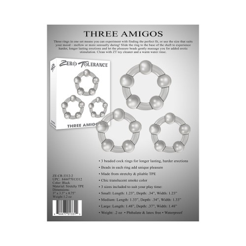 Three Amigos Clear Cockring Set