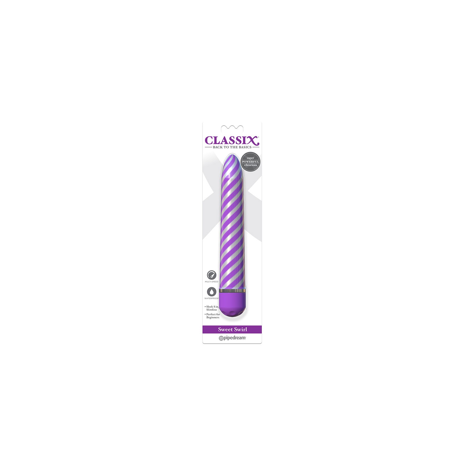 Pipedream Classix Sweet Swirl 8 in. Slimline Vibrator Purple