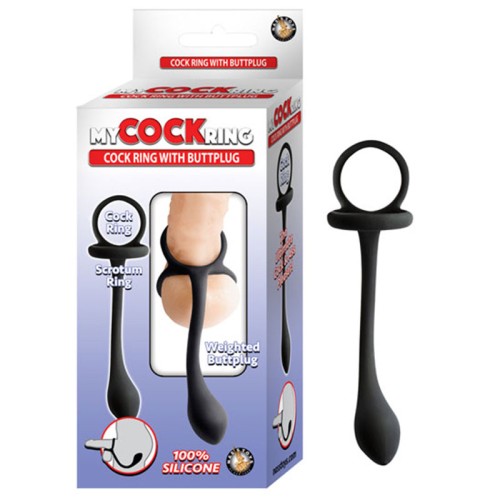 My Cockring with Weighed Butt Plug Black