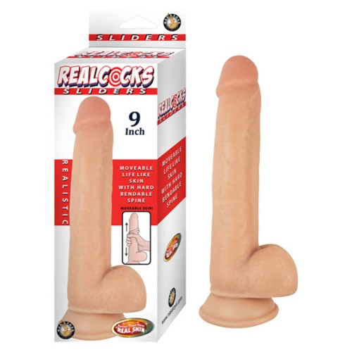 Realcocks Sliders 9in Bendable Harness Compatible Flesh