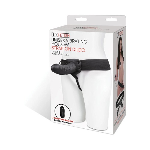 Lux Fetish Unisex Vibrating Hollow Strap-On Dildo Remote-Controlled - Couples Pleasure Device