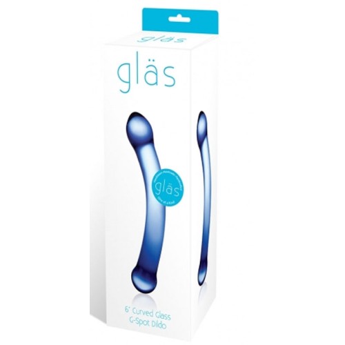 Dildo de Vidrio Curvado de 6 in. Punto G Azul