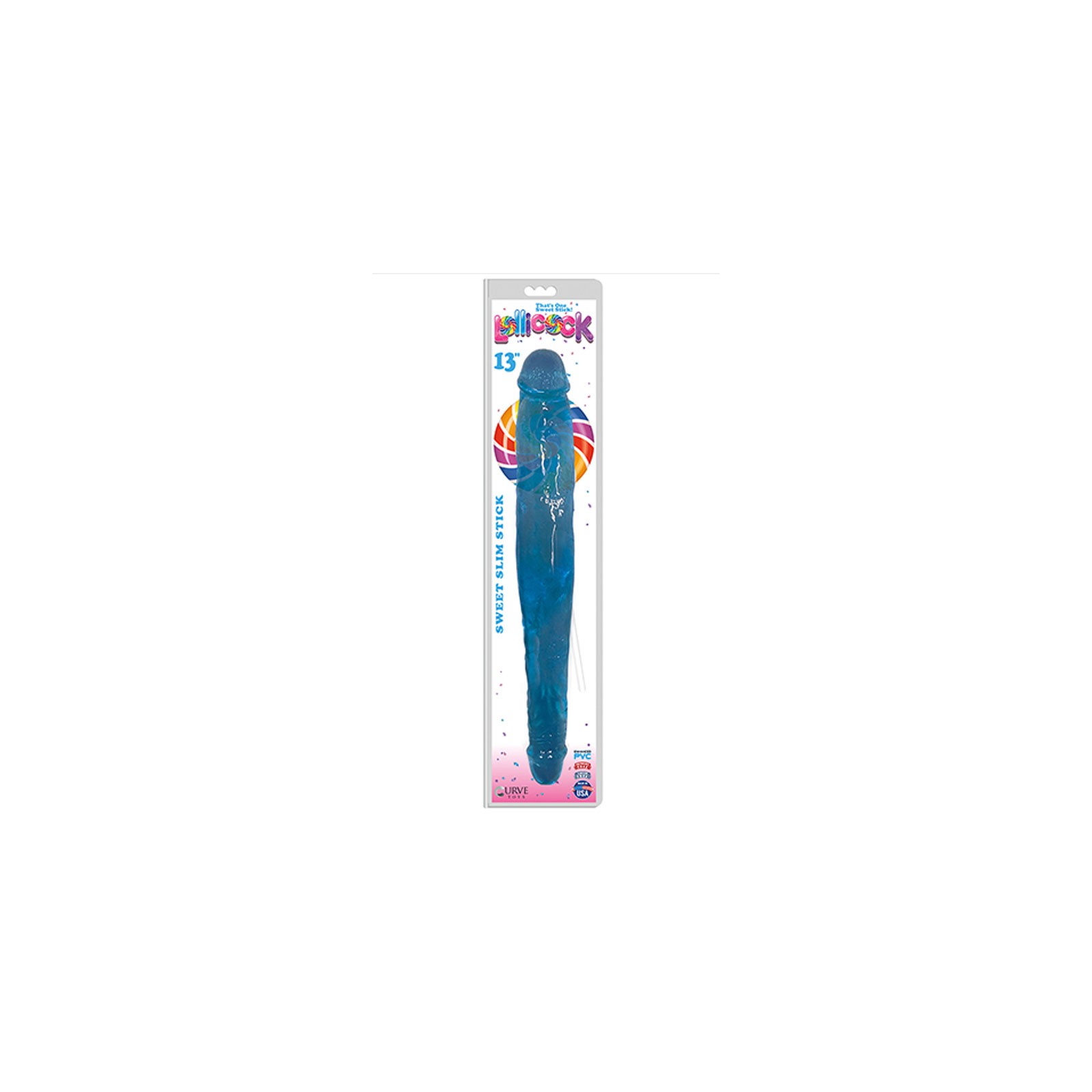 Lollicock Sweet Slim Stick 13 in. Dual Ended Dildo Berry