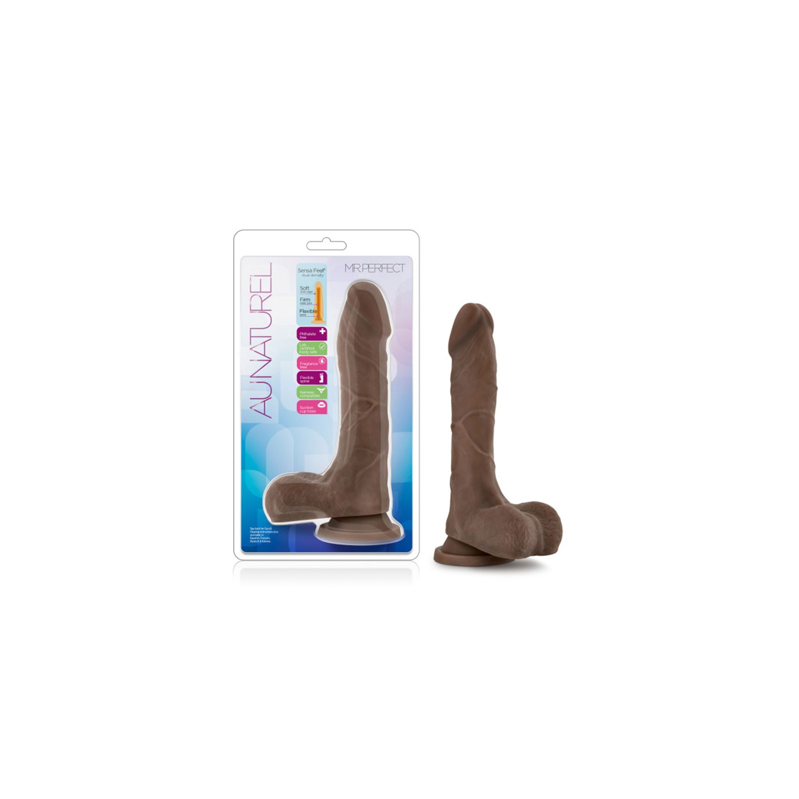 Dildo Au Naturel Mister Perfect de 8.5 Pulgadas con Testículos para Sensación Realista