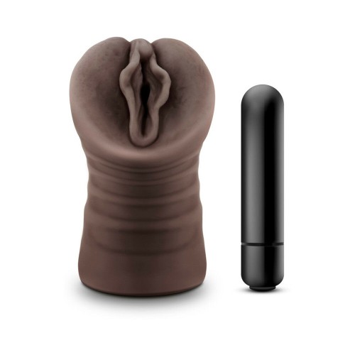 Masturbador Vagina Hot Chocolate Alexis con Vibrador Bullet Marrón