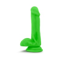 Dildo de Silicona Dual Density de 6 Pulgadas con Bolas Neon Verde