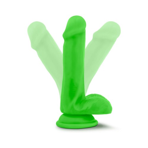 Dildo de Silicona Dual Density de 6 Pulgadas con Bolas Neon Verde