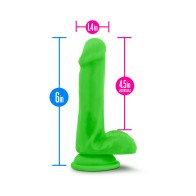 Dildo de Silicona Dual Density de 6 Pulgadas con Bolas Neon Verde