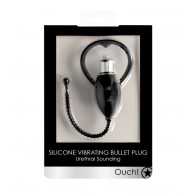 Ouch! Urethral Sounding Silicone Vibrating Bullet Plug in Black