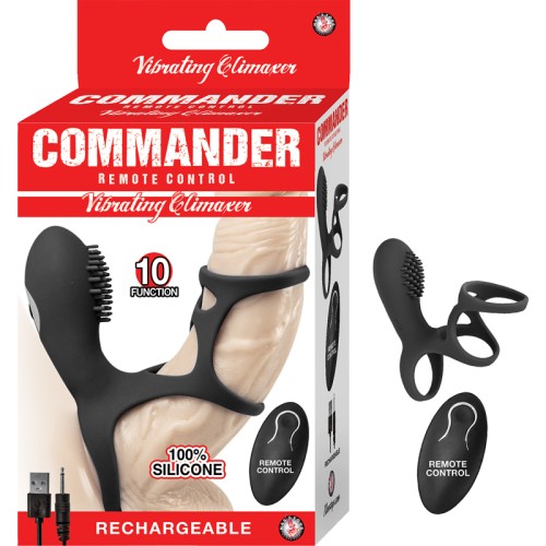 Commander Remote Control Vibrating Cock Cage with Clitoral Teaser