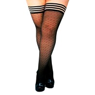 Kixies Beth Ann Honeycomb Thigh-Highs in Black Size D