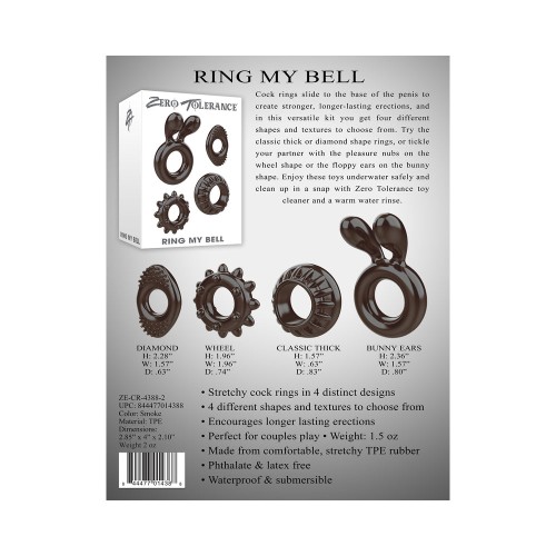 Zero Tolerance Ring My Bell Set de 4 Anillos para el Pene