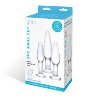 Set de Entrenamiento de 3 Piezas de Plug Anal de Cristal Glas