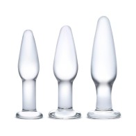 Set de Entrenamiento de 3 Piezas de Plug Anal de Cristal Glas