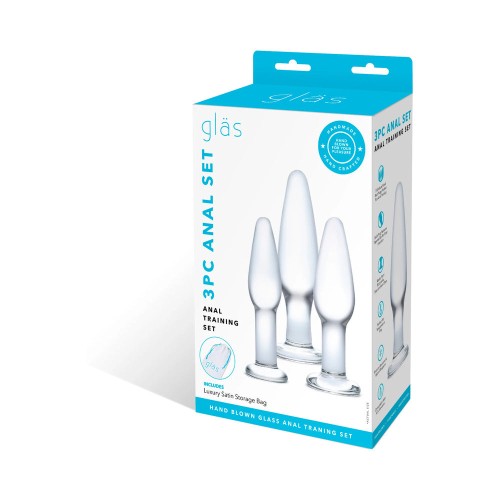 Set de Entrenamiento de 3 Piezas de Plug Anal de Cristal Glas