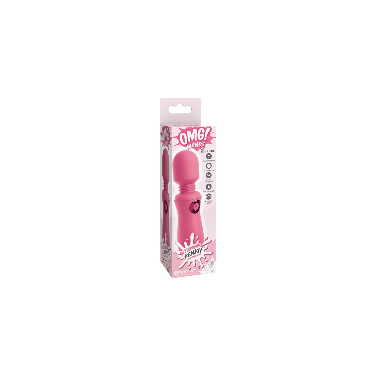 Pipedream OMG! Wands Silicone Rechargeable Wand Pink - Ultimate Pleasure