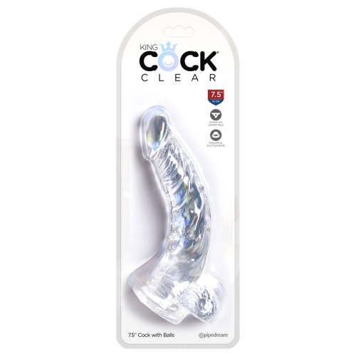 King Cock Dildo Claro de 7.5 in. con Base de Succión