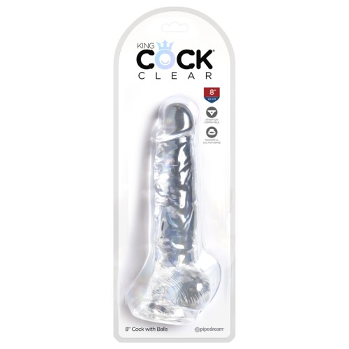 Dildo King Cock Transparente de 8 in. con Bolas