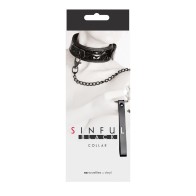 Collar y Correa de Vinilo Sinful Negro Ajustable