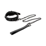 Collar y Correa de Vinilo Sinful Negro Ajustable