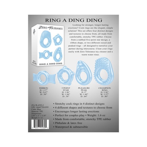 Juego de 4 Anillos para Pene Zero Tolerance Ring A Ding Ding