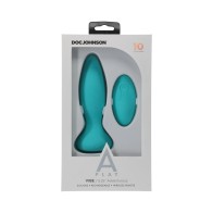 Plug Anal de Silicona A-Play Vibe Aventurero con Control Remoto - Verde Azulado