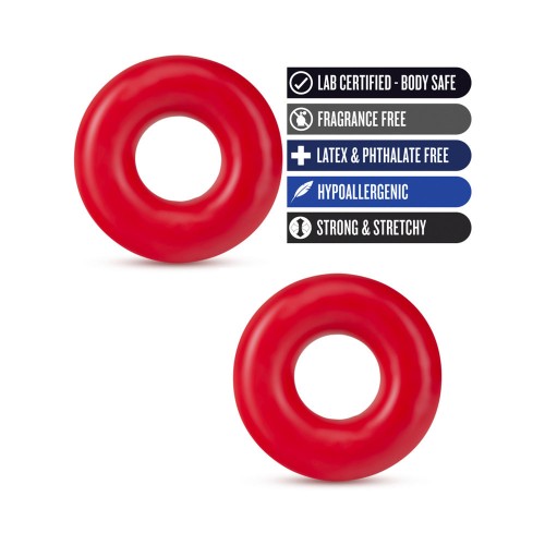 Anillos Donut Stay Hard - Cockrings Sobredimensionados Rojos