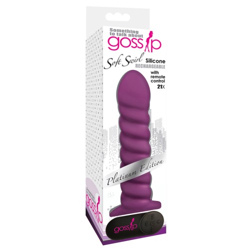 Dildo Vibrador de Silicona Remoto de 7.5 in. Swirl en Violeta