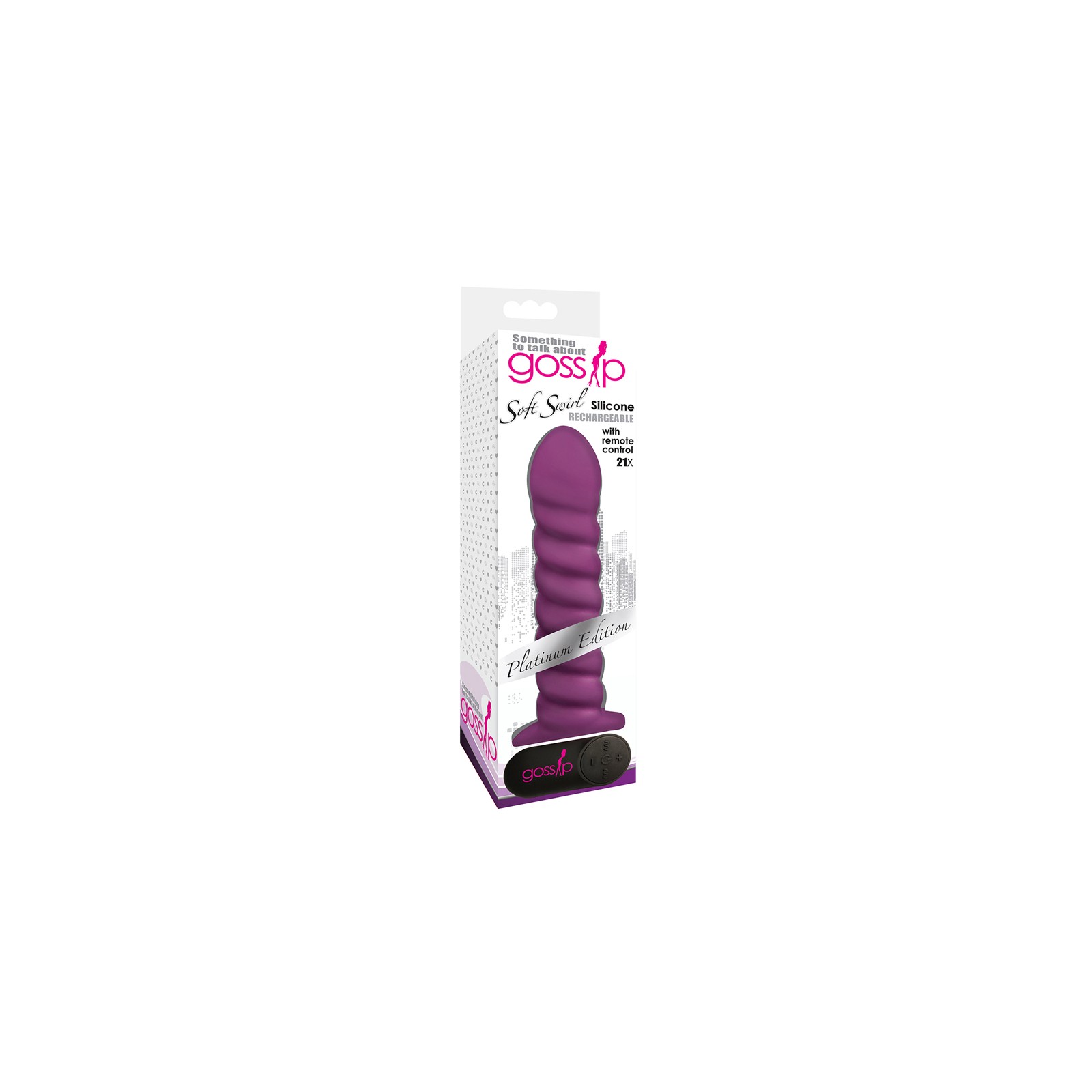 Dildo Vibrador de Silicona Remoto de 7.5 in. Swirl en Violeta