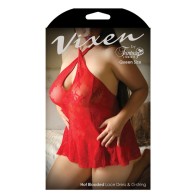 Fantasy Lingerie Vixen Vestido de Encaje y G-String