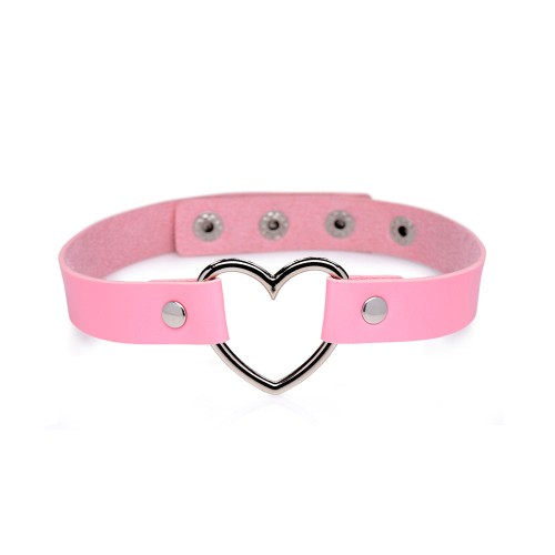 Choker Corazón Cromado Sweet Heart Rosa