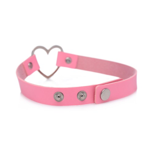 Choker Corazón Cromado Sweet Heart Rosa