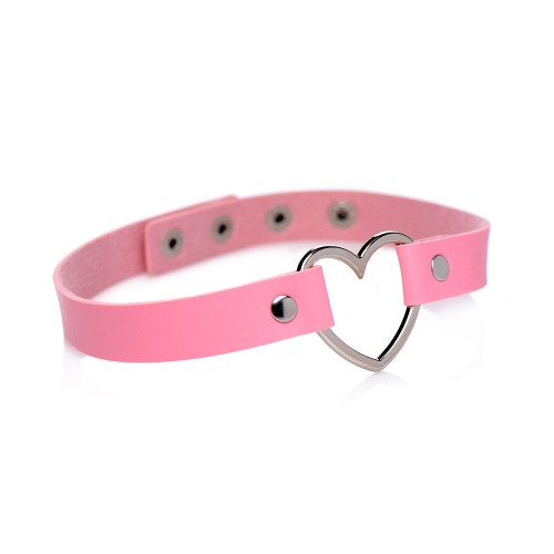 Choker Corazón Cromado Sweet Heart Rosa